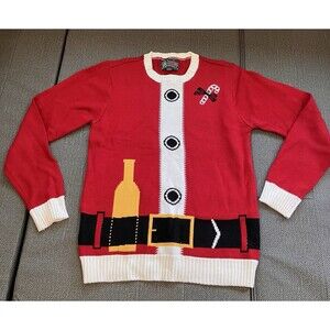 Ugly Christmas Sweater Adult Large Elf Pullover Long Sleeve Holiday Swag